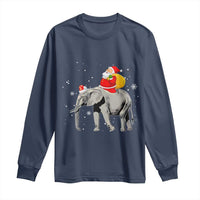Christmas Santa Riding Elephant Long Sleeve Shirt Xmas Tree Light Funny Festive