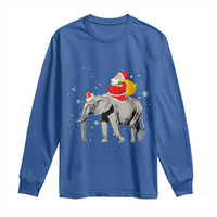 Christmas Santa Riding Elephant Long Sleeve Shirt Xmas Tree Light Funny Festive