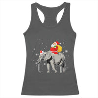 Christmas Santa Riding Elephant Racerback Tank Top Xmas Tree Light Funny Festive