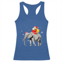 Christmas Santa Riding Elephant Racerback Tank Top Xmas Tree Light Funny Festive