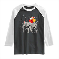 Christmas Santa Riding Elephant Raglan Shirt Xmas Tree Light Funny Festive