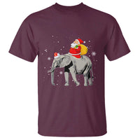 Christmas Santa Riding Elephant T Shirt Xmas Tree Light Funny Festive - Wonder Print Shop