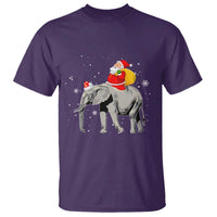 Christmas Santa Riding Elephant T Shirt Xmas Tree Light Funny Festive - Wonder Print Shop