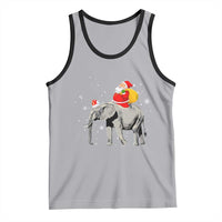 Christmas Santa Riding Elephant Tank Top Xmas Tree Light Funny Festive
