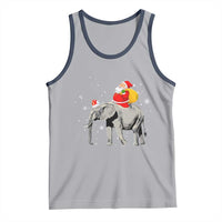 Christmas Santa Riding Elephant Tank Top Xmas Tree Light Funny Festive