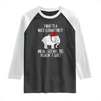 Funny White Elephant Christmas Raglan Shirt I Went To A White Party And Got This Gift Exchange