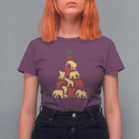 South Africa Elephant Christmas Tree T Shirt For Women Safari Animals Xmas - Wonder Print Shop