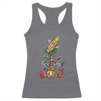 Giraffe Christmas Tree Racerback Tank Top Funny Xmas Giraffes Lover Gift