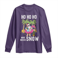 Tropical Beachy Christmas Long Sleeve Shirt Ho Ho Ho Who Needs Snow Santa Xmas In Hawaii Palm Tree