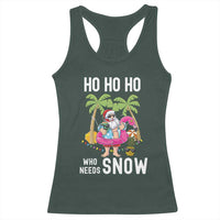 Tropical Beachy Christmas Racerback Tank Top Ho Ho Ho Who Needs Snow Santa Xmas In Hawaii Palm Tree