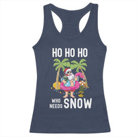 Tropical Beachy Christmas Racerback Tank Top Ho Ho Ho Who Needs Snow Santa Xmas In Hawaii Palm Tree