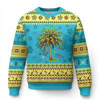 Xmas Palm Tree Ugly Christmas Sweater Lights Tropical Hawaiian Holidays - Wonder Print Shop