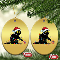 Xmas Black Cat Christmas Ornament Knock Over Elephant Funny Xmas - Wonder Print Shop