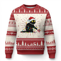 Xmas Black Cat Ugly Christmas Sweater Knock Over Elephant Funny Xmas - Wonder Print Shop