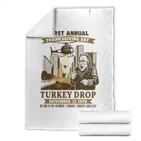 Vintage Thanksgiving Turkey Drop Throw Blanket Funny 1978 Helicopter Scene Classic TV Moment - Wonder Print Shop