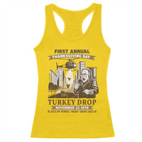 Vintage Thanksgiving Turkey Drop Racerback Tank Top Funny 1978 Helicopter Scene Classic TV Moment - Wonder Print Shop