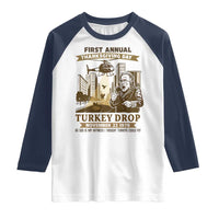 Vintage Thanksgiving Turkey Drop Raglan Shirt Funny 1978 Helicopter Scene Classic TV Moment - Wonder Print Shop