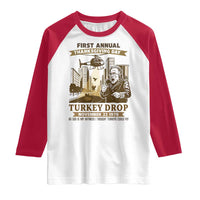 Vintage Thanksgiving Turkey Drop Raglan Shirt Funny 1978 Helicopter Scene Classic TV Moment - Wonder Print Shop