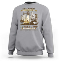 Vintage Thanksgiving Turkey Drop Sweatshirt Funny 1978 Helicopter Scene Classic TV Moment - Wonder Print Shop