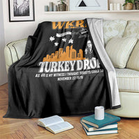 WKRP Turkey Drop with Les Nessman Throw Blanket Retro Thanksgiving Humor for Classic TV Fans - Wonder Print Shop