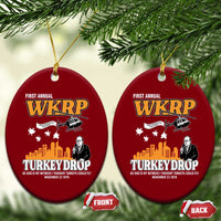 WKRP Turkey Drop with Les Nessman Ceramic Ornament Retro Thanksgiving Humor for Classic TV Fans - Wonder Print Shop