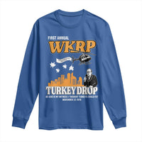 WKRP Turkey Drop with Les Nessman Long Sleeve Shirt Retro Thanksgiving Humor for Classic TV Fans - Wonder Print Shop