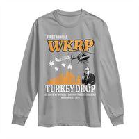WKRP Turkey Drop with Les Nessman Long Sleeve Shirt Retro Thanksgiving Humor for Classic TV Fans - Wonder Print Shop