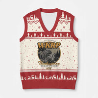Retro WKRP Thanksgiving Turkey Drop 1978 V-Neck Knit Sweater Vest Distressed Vintage Holiday - Wonder Print Shop