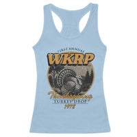 Retro WKRP Thanksgiving Turkey Drop 1978 Racerback Tank Top Distressed Vintage Holiday - Wonder Print Shop