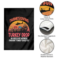 Retro Thanksgiving Turkey Drop Garden Flag Parachuting Turkeys Funny 70s Parody - Wonder Print Shop