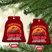 Retro Thanksgiving Turkey Drop Ceramic Ornament Parachuting Turkeys Funny 70s Parody - Wonder Print Shop