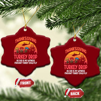Retro Thanksgiving Turkey Drop Ceramic Ornament Parachuting Turkeys Funny 70s Parody - Wonder Print Shop