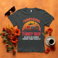 Retro Thanksgiving Turkey Drop T Shirt Parachuting Turkeys Funny 70s Parody - Wonder Print Shop