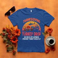 Retro Thanksgiving Turkey Drop T Shirt Parachuting Turkeys Funny 70s Parody - Wonder Print Shop
