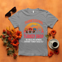 Retro Thanksgiving Turkey Drop T Shirt Parachuting Turkeys Funny 70s Parody - Wonder Print Shop