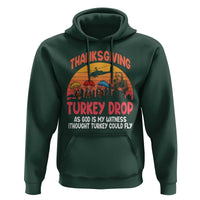 Retro Thanksgiving Turkey Drop Hoodie Parachuting Turkeys Funny 70s Parody - Wonder Print Shop