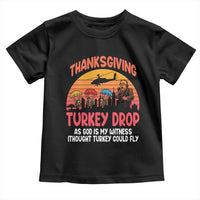 Retro Thanksgiving Turkey Drop Toddler T Shirt Parachuting Turkeys Funny 70s Parody - Wonder Print Shop