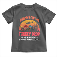 Retro Thanksgiving Turkey Drop Toddler T Shirt Parachuting Turkeys Funny 70s Parody - Wonder Print Shop