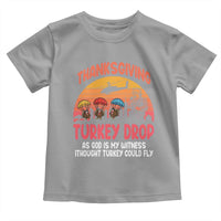 Retro Thanksgiving Turkey Drop Toddler T Shirt Parachuting Turkeys Funny 70s Parody - Wonder Print Shop