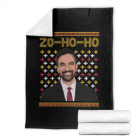 Zo Ho Ho Ugly Christmas Sweater Throw Blanket Funny Zohran Mamdani Holiday - Wonder Print Shop