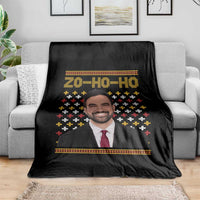 Zo Ho Ho Ugly Christmas Sweater Throw Blanket Funny Zohran Mamdani Holiday - Wonder Print Shop
