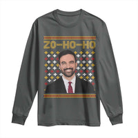 Zo Ho Ho Ugly Christmas Sweater Long Sleeve Shirt Funny Zohran Mamdani Holiday - Wonder Print Shop