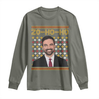 Zo Ho Ho Ugly Christmas Sweater Long Sleeve Shirt Funny Zohran Mamdani Holiday - Wonder Print Shop