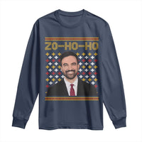 Zo Ho Ho Ugly Christmas Sweater Long Sleeve Shirt Funny Zohran Mamdani Holiday - Wonder Print Shop