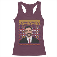 Zo Ho Ho Ugly Christmas Sweater Racerback Tank Top Funny Zohran Mamdani Holiday - Wonder Print Shop