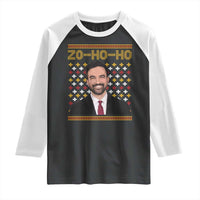 Zo Ho Ho Ugly Christmas Sweater Raglan Shirt Funny Zohran Mamdani Holiday - Wonder Print Shop