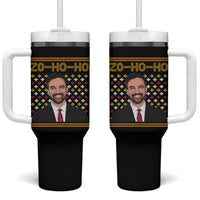 Zo Ho Ho Ugly Christmas Sweater Tumbler With Handle Funny Zohran Mamdani Holiday - Wonder Print Shop