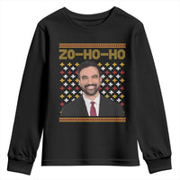 Zo Ho Ho Ugly Christmas Sweater Youth Sweatshirt Funny Zohran Mamdani Holiday - Wonder Print Shop