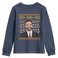 Zo Ho Ho Ugly Christmas Sweater Youth Sweatshirt Funny Zohran Mamdani Holiday - Wonder Print Shop