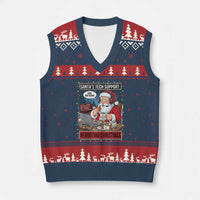 Funny Santa Tech Support Xmas V-Neck Knit Sweater Vest Rebooting Xmas Geek Humor Gift - Wonder Print Shop